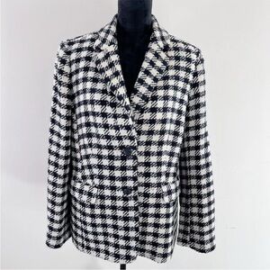 Talbots Black and White Checkered Blazer